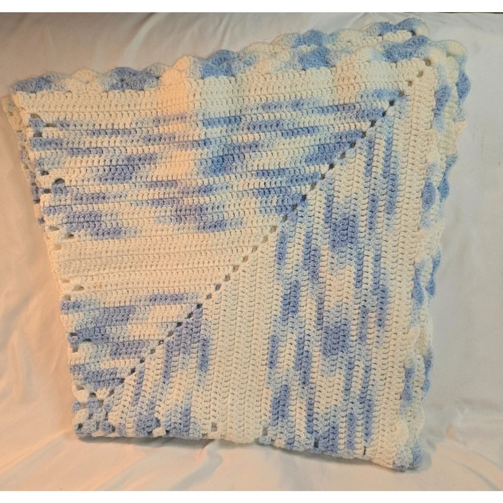 Handmade Crochet Baby Receiving Blanket Pair Yellow 36